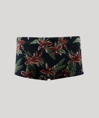 Sunga-Masculina-Slip-Estampada-Floral-com-Protecao-UV50--Preta-9442800-Preto_1