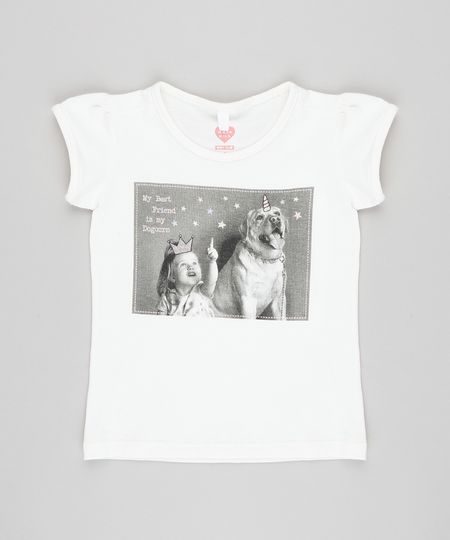 Blusa-Infantil-com-Estampa-de-Cachorro-Manga-Curta-Decote-Redondo-Off-White-9420130-Off_White_1