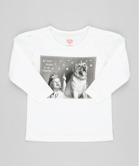 Blusa-Infantil-com-Estampa-de-Cachorro-Manga-Longa-Decote-Redondo-Off-White-9420699-Off_White_1