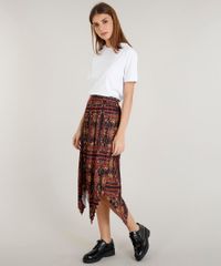 Saia-Midi-Feminina-Plissada-com-Pontas-Estampada-de-Arabescos-Preta-9479939-Preto_3
