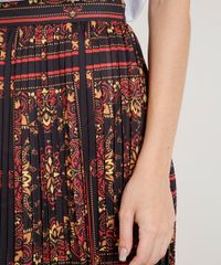 Saia-Midi-Feminina-Plissada-com-Pontas-Estampada-de-Arabescos-Preta-9479939-Preto_4