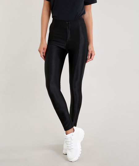 calça legging preta com brilho
