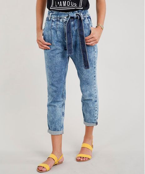Calca-Jeans-Feminina-Clochard-com-Faixa-para-Amarrar-Azul-Medio-9458542-Azul_Medio_1