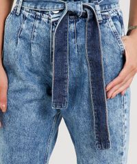 Calca-Jeans-Feminina-Clochard-com-Faixa-para-Amarrar-Azul-Medio-9458542-Azul_Medio_4