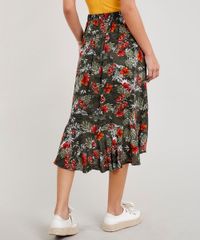Saia-Midi-Feminina-com-Babados-Estampada-Floral-Verde-Militar-9365387-Verde_Militar_2