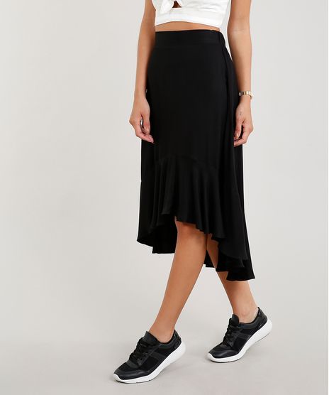 Saia-Midi-Feminina-com-Babados-Preta-9365388-Preto_1