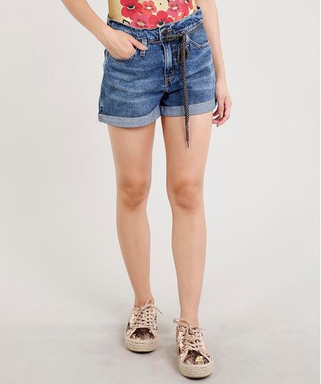 Short-Jeans-Feminino-Mom-Cintura-Alta-com-Cadarco-Colorido-Azul-Escuro-9458565-Azul_Escuro_1