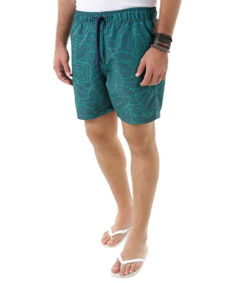 Short-Relaxed-com-Estampa-de-Folhagens-Verde-Escuro-8388737-Verde_Escuro_1