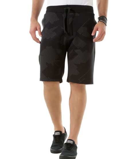 Bermuda-Relaxed-em-Moletom-Estampada-Preta-8400721-Preto_1