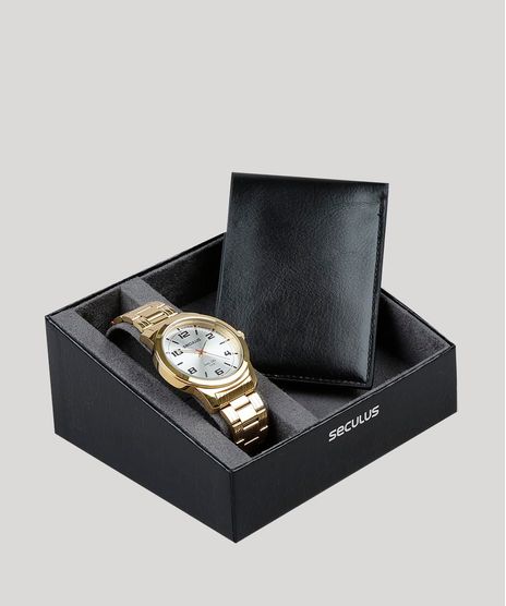 Kit-de-Relogio-Analogico-Seculus-Masculino---Carteira---23642GPSVDA3K-Dourado-9474360-Dourado_1
