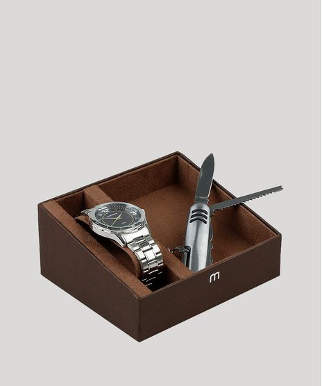 Kit-de-Relogio-Analogico-Mondaine-Masculino---Canivete---99056G0MVNE2KB-Prateado-9399159-Prateado_1