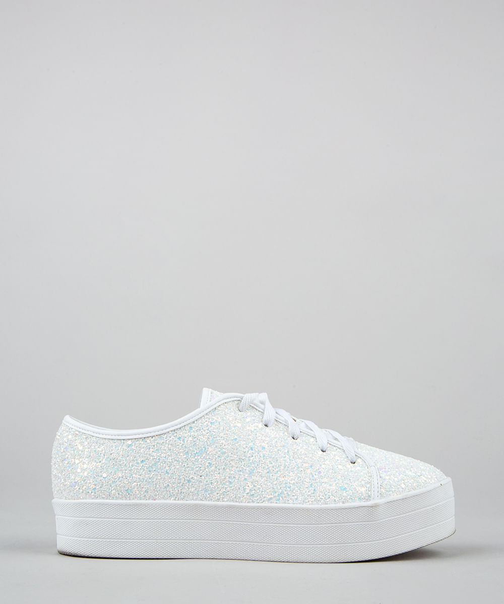 tenis moleca branco com glitter