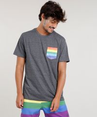 Camiseta-Masculina-com-Bolso-Estampado-Arco-Iris-Manga-Curta-Gola-Careca-Cinza-Mescla-Escuro-9223915-Cinza_Mescla_Escuro_1