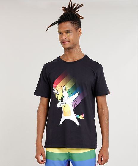 Camiseta-Masculina-Carnaval-Unicornio-Manga-Curta-Gola-Careca-Preta-9436319-Preto_1