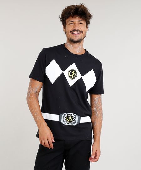 Camiseta Masculina Carnaval Power Ranger Preta Menor preço em Camiseta Masculina Carnaval Power Ranger Preta