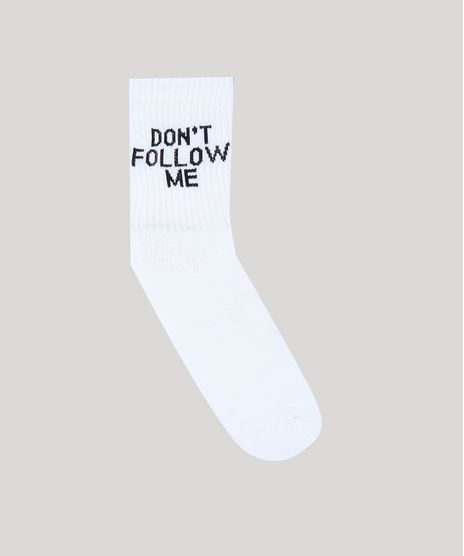 Meia-Masculina-Cano-Alto-Divertida--Don-t-Follow-Me--Branca-9468288-Branco_1