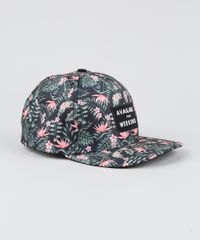 Bone-Masculino-Aba-Reta-Estampado-de-Folhagens-Preto-9422439-Preto_2