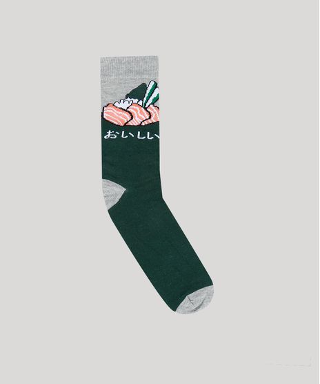 Meia-Masculina-Cano-Alto-Divertida-Sushi-Cinza-Mescla-9468279-Cinza_Mescla_1