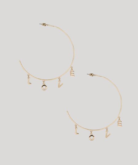 Brinco-Feminina-de-Argola--Love--Dourado-9413299-Dourado_1
