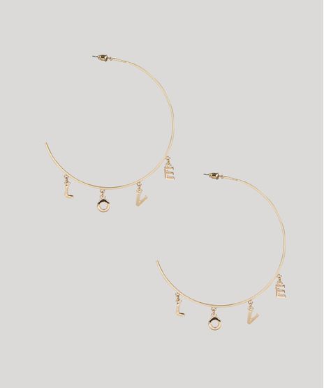 Brinco-Feminina-de-Argola--Love--Dourado-9413299-Dourado_1