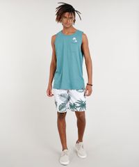 Short-Masculino-Estampado-de-Folhagem-com-Bolsos-Branco-9266947-Branco_3