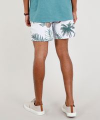 Short-Masculino-Estampado-de-Folhagem-com-Bolsos-Branco-9266947-Branco_4