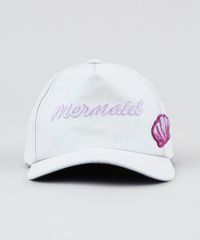Bone-Infantil--Mermaid--com-Brilho-e-Bordado-Aba-Curva-Prateado-9441481-Prateado_1