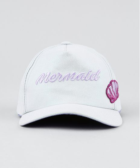 Bone-Infantil--Mermaid--com-Brilho-e-Bordado-Aba-Curva-Prateado-9441481-Prateado_1