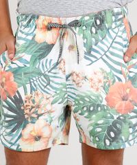 Short-Masculino-Estampado-de-Folhagens-com-Bolsos-Branco-9426745-Branco_2
