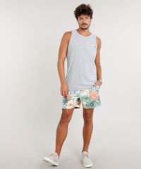 Short-Masculino-Estampado-de-Folhagens-com-Bolsos-Branco-9426745-Branco_3