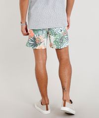 Short-Masculino-Estampado-de-Folhagens-com-Bolsos-Branco-9426745-Branco_4