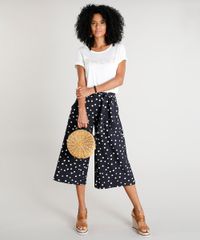 Calca-Pantacourt-Feminina-Estampada-de-Poa-com-Faixa-de-Amarrar-Preta-9284902-Preto_3