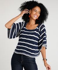 Blusa-Feminina-Ampla-Listrada-em-Trico-Manga-Curta-Decote-Redondo-Azul-Marinho-9314104-Azul_Marinho_1 Blusa-Feminina-Ampla-Listrada-em-Trico-Manga-Curta-Decote-Redondo-Azul-Marinho-9314104-Azul_Marinho_1