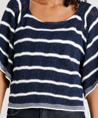 Blusa-Feminina-Ampla-Listrada-em-Trico-Manga-Curta-Decote-Redondo-Azul-Marinho-9314104-Azul_Marinho_4