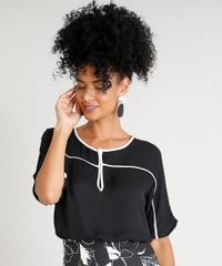 Blusa-Feminina-com-Vivo-Contrastante-Manga-Curta-Decote-Redondo-Preta-9387544-Preto_1