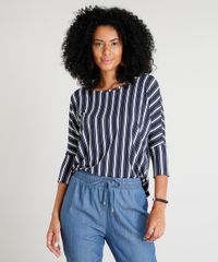Blusa-Feminina-Listrada-Manga-Curta-Decote-Redondo-Azul-Marinho-9390243-Azul_Marinho_1