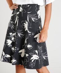 Saia-Feminina-Evase-Curta-Estampada-Floral-Preta-9365325-Preto_4