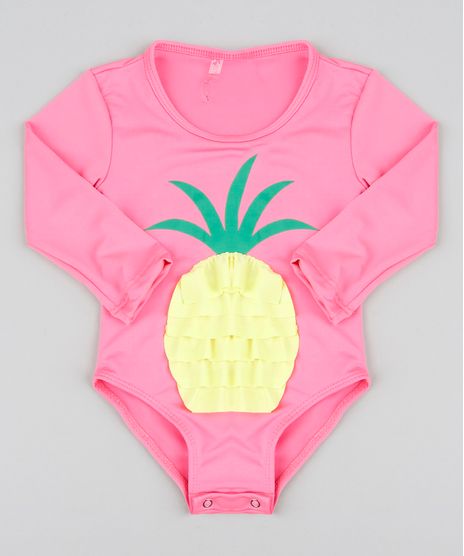 Maio-Body-Infantil-com-Abacaxi-Manga-Longa-Rosa-Neon-9384613-Rosa_Neon_1