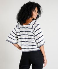 Blusa-Feminina-Ampla-Listrada-em-Trico-Manga-Curta-Decote-Redondo-Off-White-9314104-Off_White_2 Blusa-Feminina-Ampla-Listrada-em-Trico-Manga-Curta-Decote-Redondo-Off-White-9314104-Off_White_2
