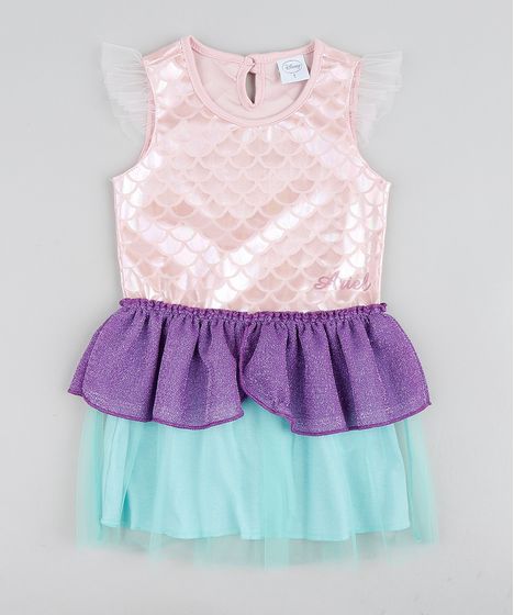 vestido infantil pequena sereia