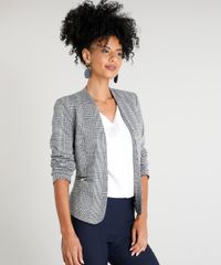 Blazer-Feminino-Estampado-Xadrez-com-Ziper-Cinza-9383124-Cinza_1