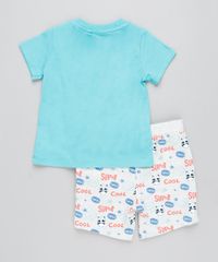 Conjunto-Infantil-de-Camiseta-Manga-Curta-Verde-Agua---Bermuda-Estampada-em-Moletom---Babador-Cinza-Mescla-Claro-9205072-Cinza_Mescla_Claro_2