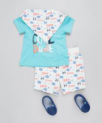 Conjunto-Infantil-de-Camiseta-Manga-Curta-Verde-Agua---Bermuda-Estampada-em-Moletom---Babador-Cinza-Mescla-Claro-9205072-Cinza_Mescla_Claro_3