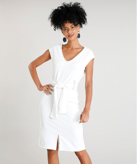 Vestido-Feminino-Curto-com-Decote-V-e-Pespontos-Sem-Manga-Off-White-9368267-Off_White_1