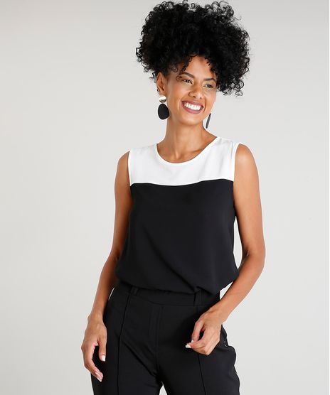 Regata-Feminina-com-Recorte-Bicolor-Decote-Redondo-Preta-9388651-Preto_1