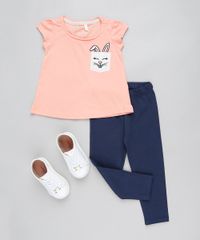 Blusa-Infantil-com-Bolso-de-Coelhinho-Manga-Curta-Decote-Redondo-Coral-9429825-Coral_3