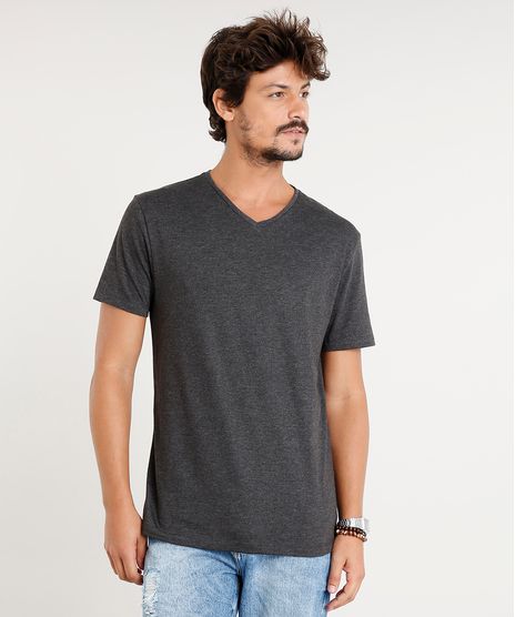 Camiseta-Masculina-Basica-Manga-Curta-Gola-V-Cinza-Mescla-Escuro-8481346-Cinza_Mescla_Escuro_1