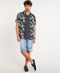Camiseta-Masculina-Basica-Manga-Curta-Gola-V-Cinza-Mescla-Escuro-8481346-Cinza_Mescla_Escuro_3