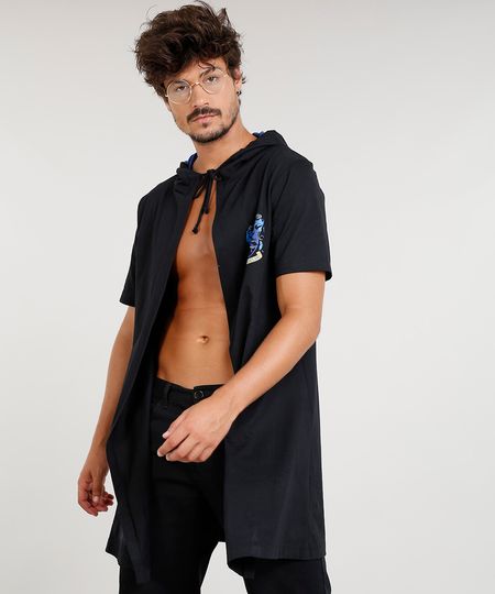 Capa Masculina Carnaval Corvinal Harry Potter com Capuz Manga Curta Preta Menor preço em Capa Masculina Carnaval Corvinal Harry Potter com Capuz Manga Curta Preta