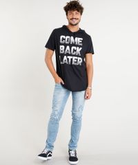 Camiseta-Masculina-Longa--Come-Back-Later--com-Capuz-Manga-Curta-Preta-8922264-Preto_3